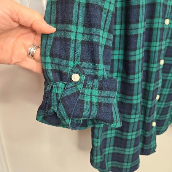 TOMMY HILFIGER Women's Blue & Green Plaid Longsleeve Button Down Shirt Size S/P - Picture 5 of 10
